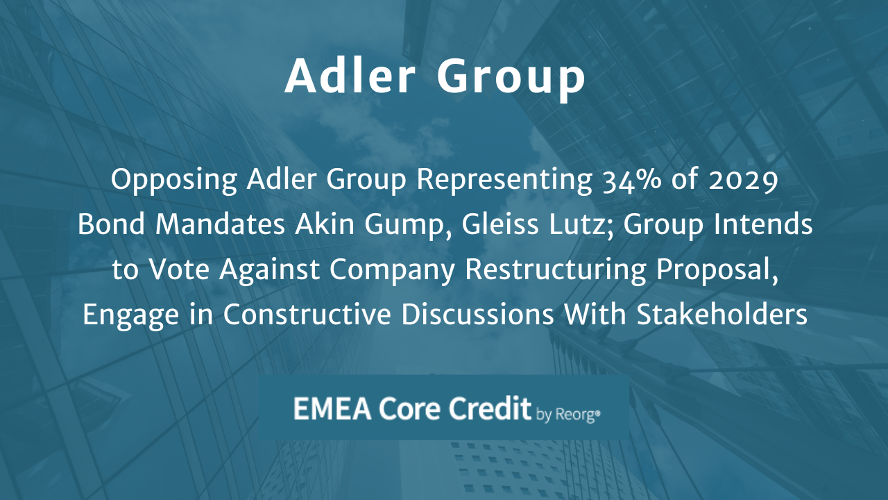 Opposing Adler Group Representing 34 of 2029 Bond Mandates Akin Gump