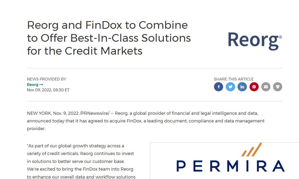 Reorg and FinDox to Combine to Offer Best-In-Class Solutions for the ...